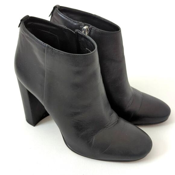 Sam Edelman Women's Leather Ankle Booties Size 8 Black High Heel Chunky Block - Picture 1 of 10